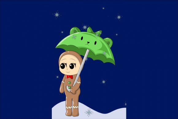 Baby with Christmas Cake Costume Illustration