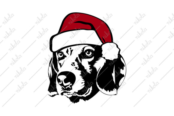 Beagle Santa Hat Christmas Svg Dog Illustration