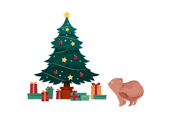 Cat Christmas Illustration Decoration for Handmade Creations