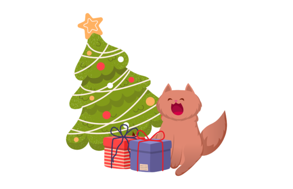 Cat Christmas Illustration Happy for Blog and Web Design