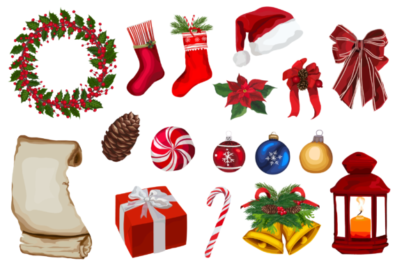 Christmas Decorative Elements Set for Branding and Packaging