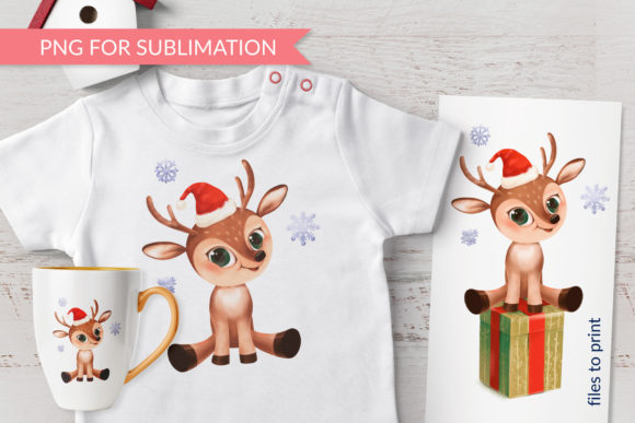 Christmas Deer Sublimation Illustrations for Local Branding