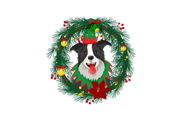 Christmas Dog Character with Wreaths Illustration Review