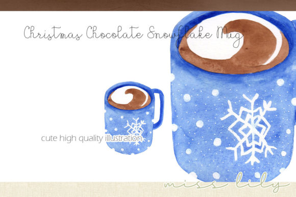 Christmas Hot Chocolate Snowflake Mug Illustration
