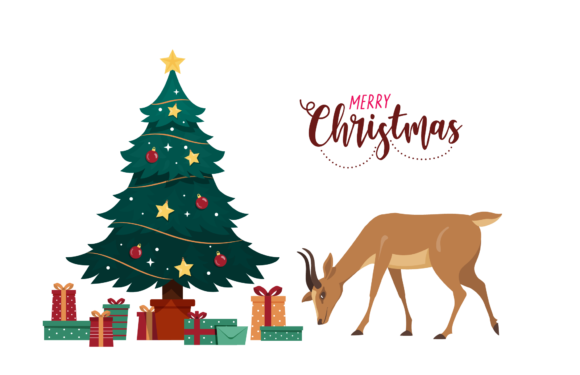 Christmas Illustration Deer Vector for Commercial Use