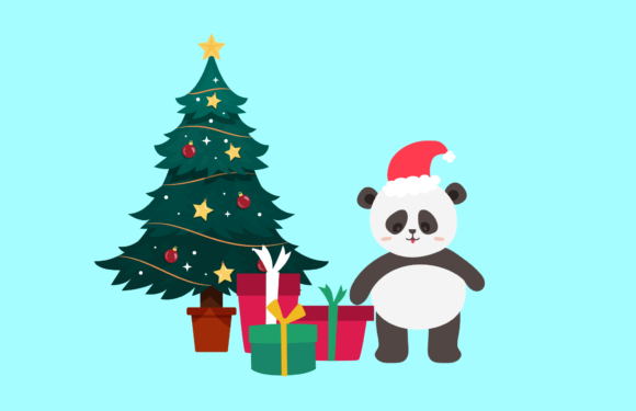 Christmas Panda Illustration Xmas for Creative Projects