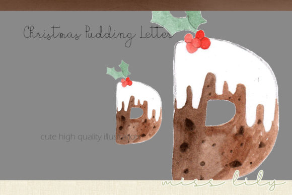 Christmas Pudding Letter D Illustration Review