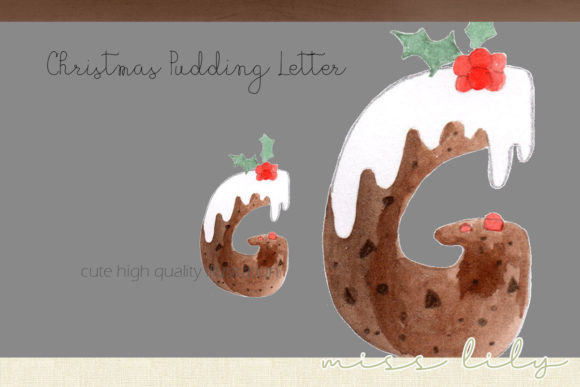 Christmas Pudding Letter G Illustrations for Handmade Creations