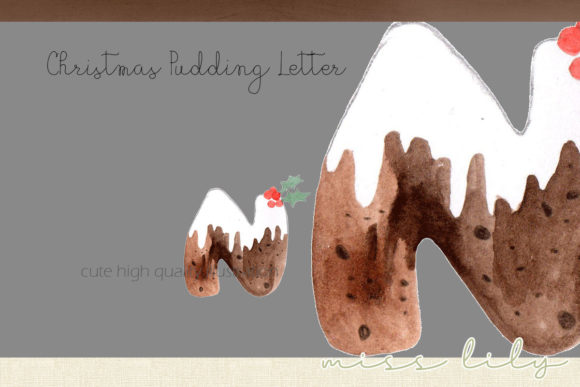 Christmas Pudding Letter N Illustrations for Digital Publishing