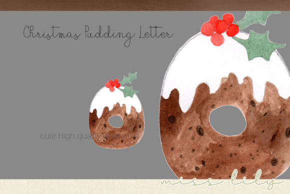 Christmas Pudding Letter O Illustrations for Branding