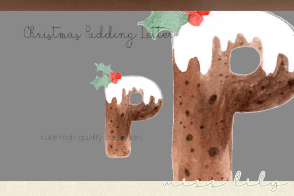 Christmas Pudding Letter P Illustrations for Branding