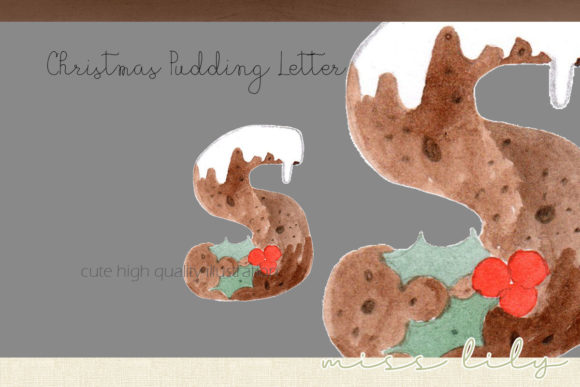Christmas Pudding Letter S Illustrations for Content Design
