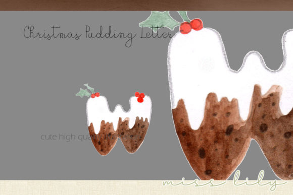 Christmas Pudding Letter W Illustrations