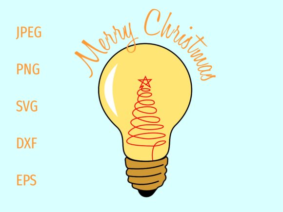 Christmas Tree in a Light Bulb Lights Illustrations