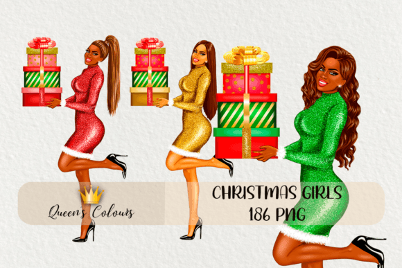 Christmas Woman Clipart for Editorial and Web Design