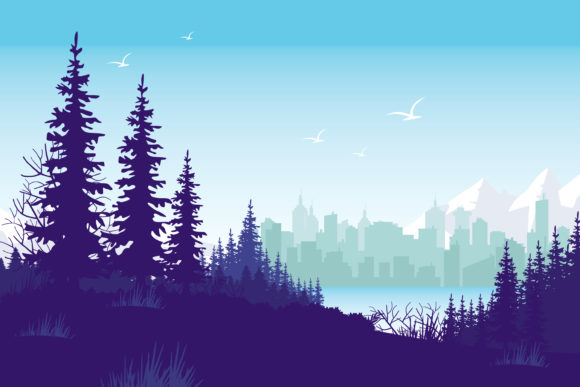 Cold Christmas Eve with City Background Illustration