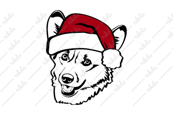 Corgi Santa Hat Christmas Svg Dog Illustrations