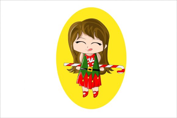 Cute Chibi Wearing Christmas Dress Illustration