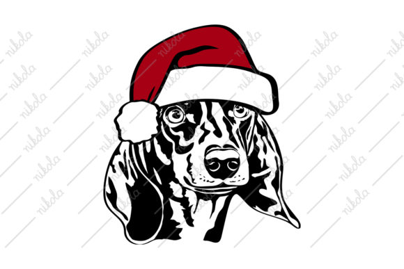 Dachshund Santa Hat Christmas Svg Dog Illustration Review