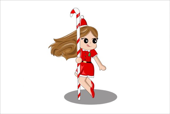 Girl with Christmas Candy Cane Embroidery Design Review