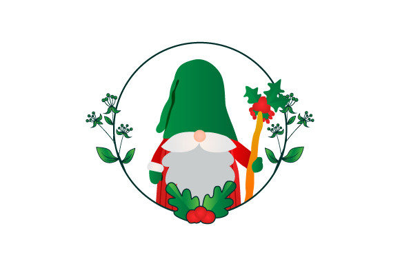 Gnome Character in Christmas Floral 03 Illustrations