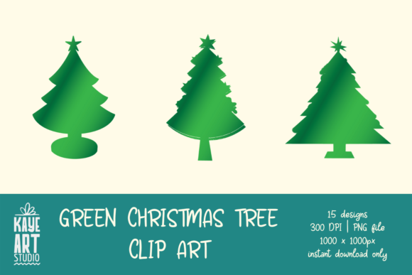 Green Christmas Tree Clip Art for Website and Editorial Design