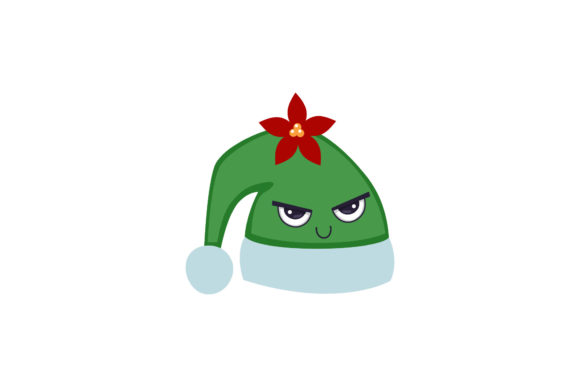 Kawaii Christmas Hat Green Angry Cute Illustration Review