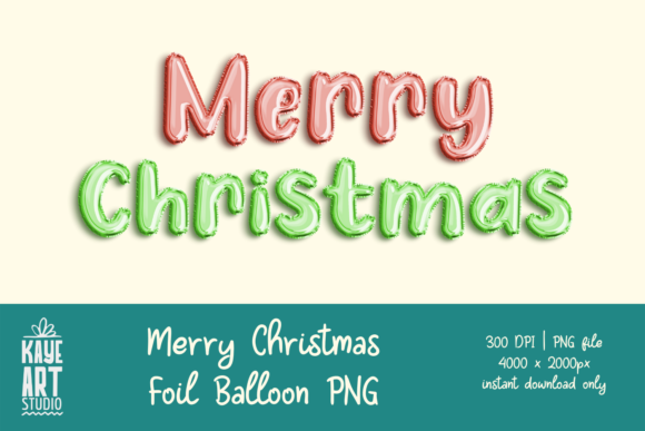 Merry Christmas Foil Balloon PNG for Branding and Packaging