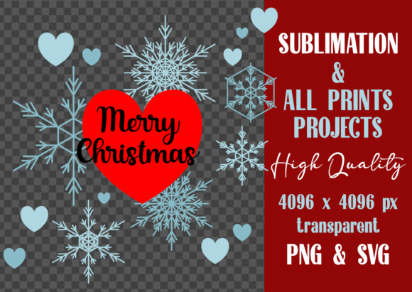 Merry Christmas SVG Sublimation Heart Illustrations