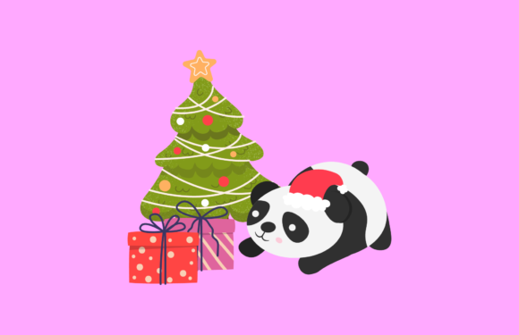 Panda Christmas Vector Illustration for Branding and Design