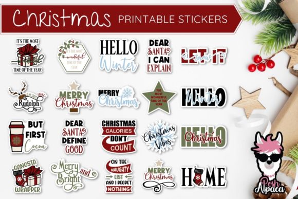 Printable Christmas Sticker for Festive Crafting
