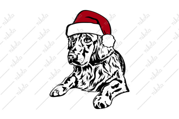 Retriever Santa Hat Christmas Svg Dog Illustrations