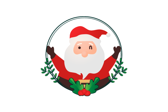 Santa Claus in Christmas Floral Frame 01 Illustrations