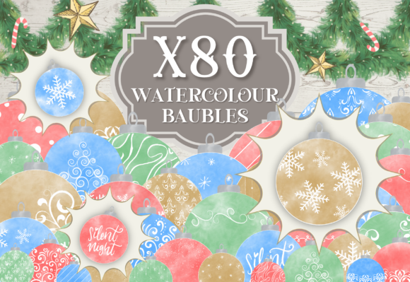 Watercolour Christmas Baubles Illustrations